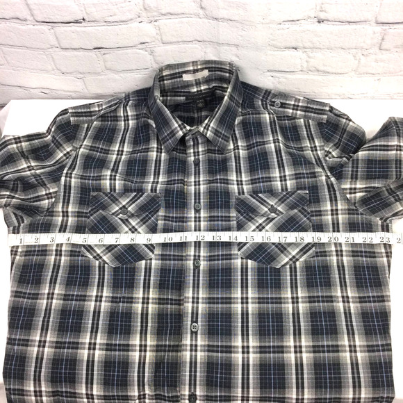 Banana Republic Men's Plaid Navy Long Sleeve Collared Button Down Shirt L - Picture 9 of 12